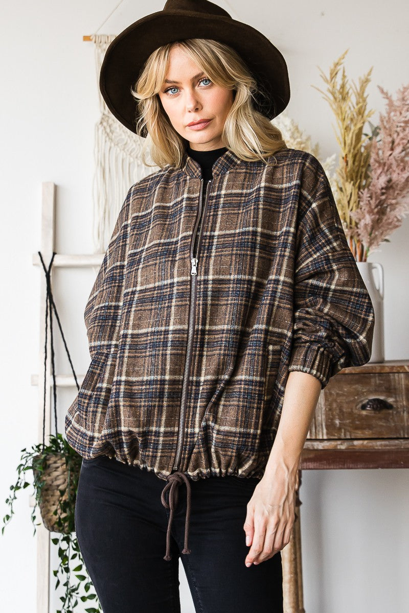 *NEW* Plaid Long Sleeve Bomber Jacket