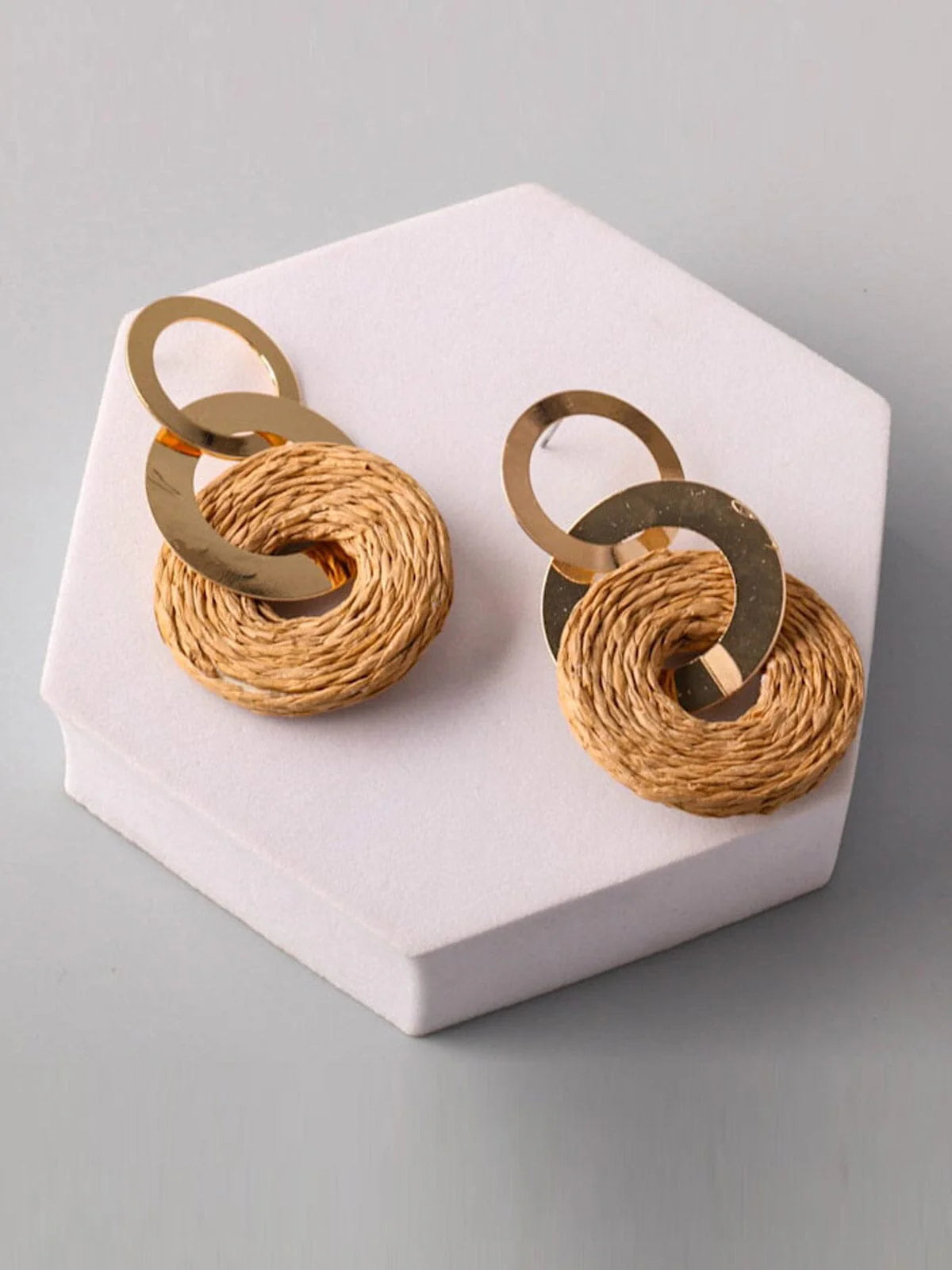 Basketweave 3 Ring Drop Earrings