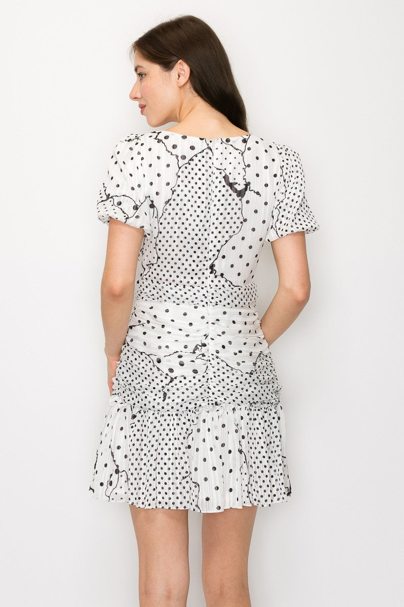 Front Cut Out Polka Dot Mini Dress