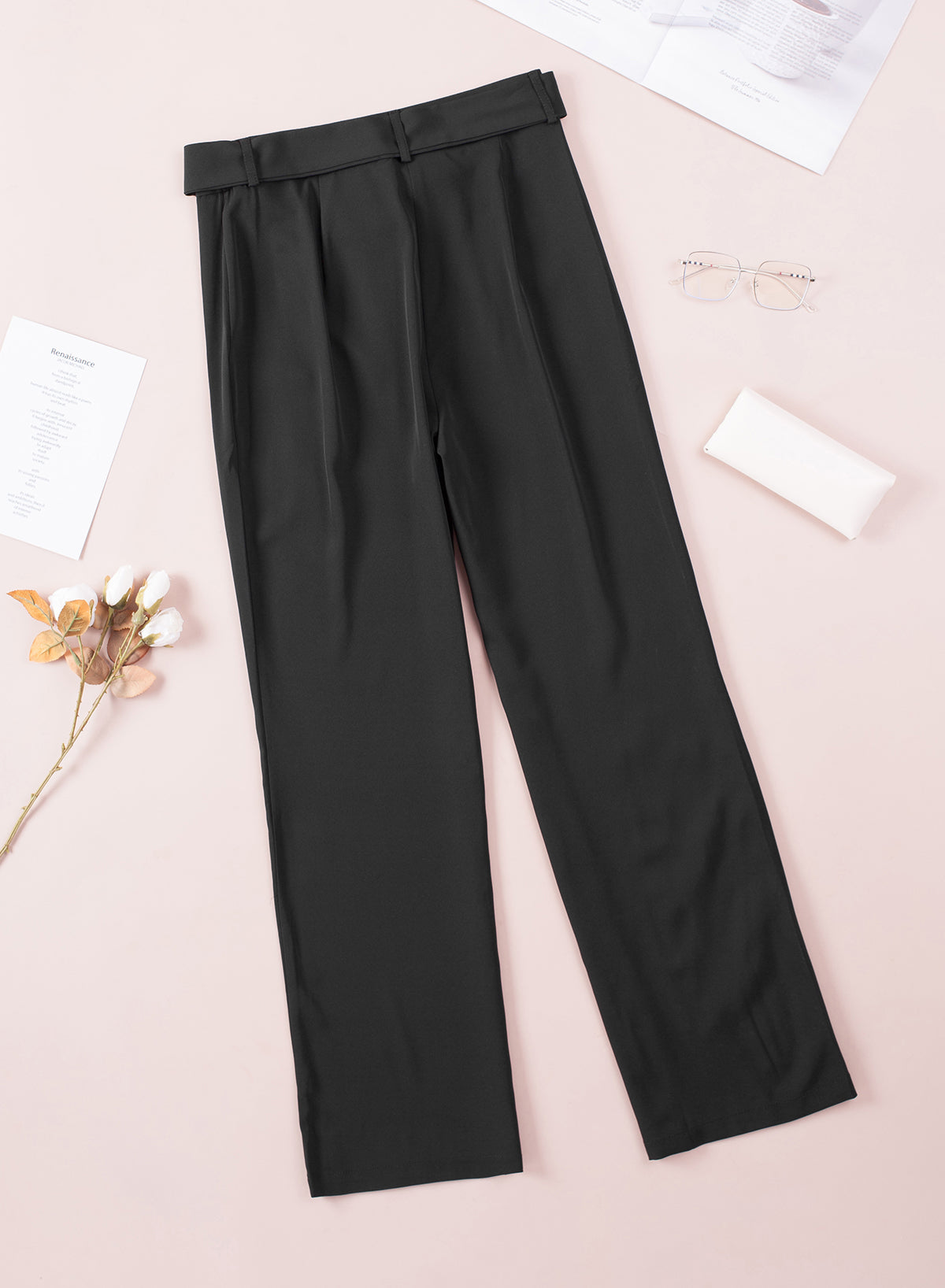 High Rise Front-Tie Flared Pants