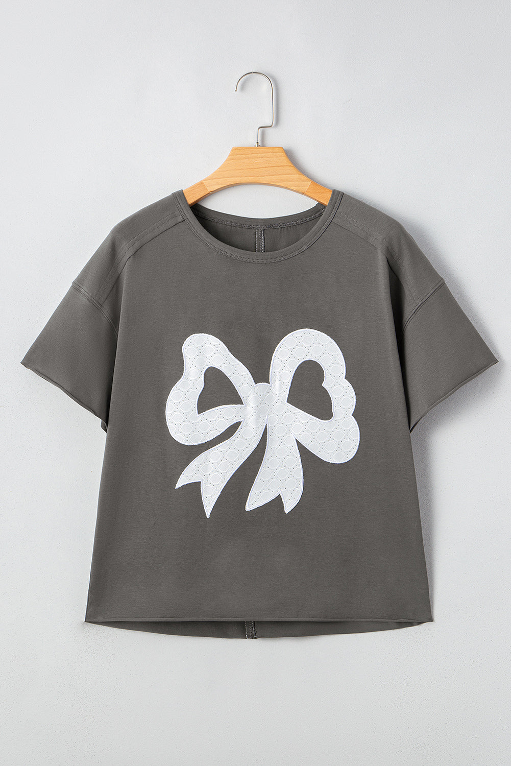 Lace Bow Raw Edge Casual Top