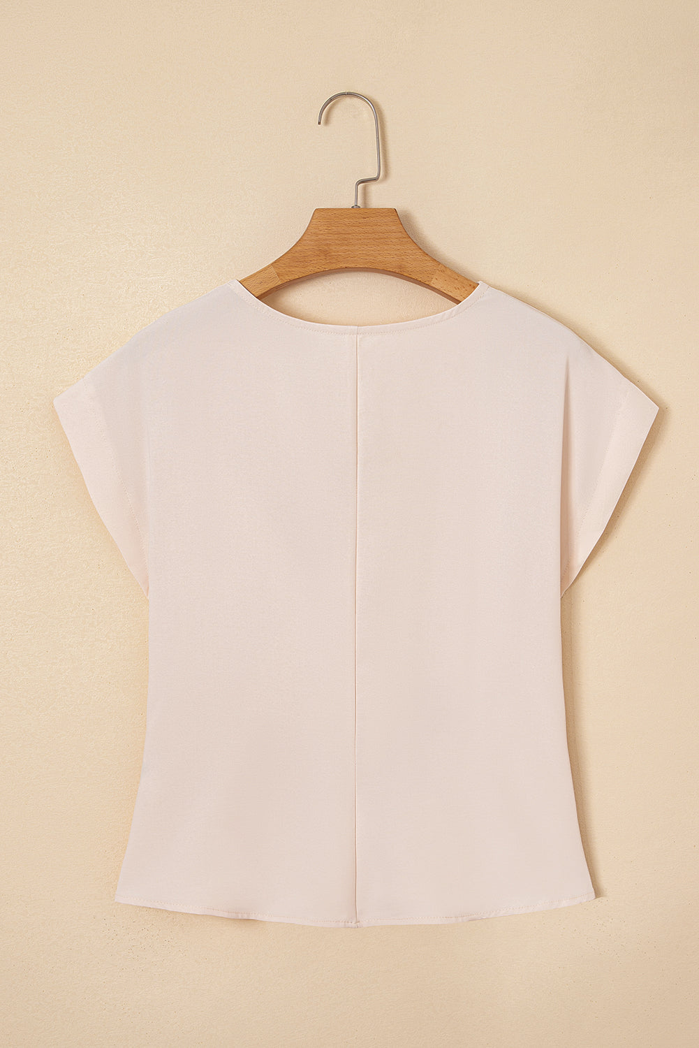 Surplice V Neck Knotted Short Sleeve Peplum Top