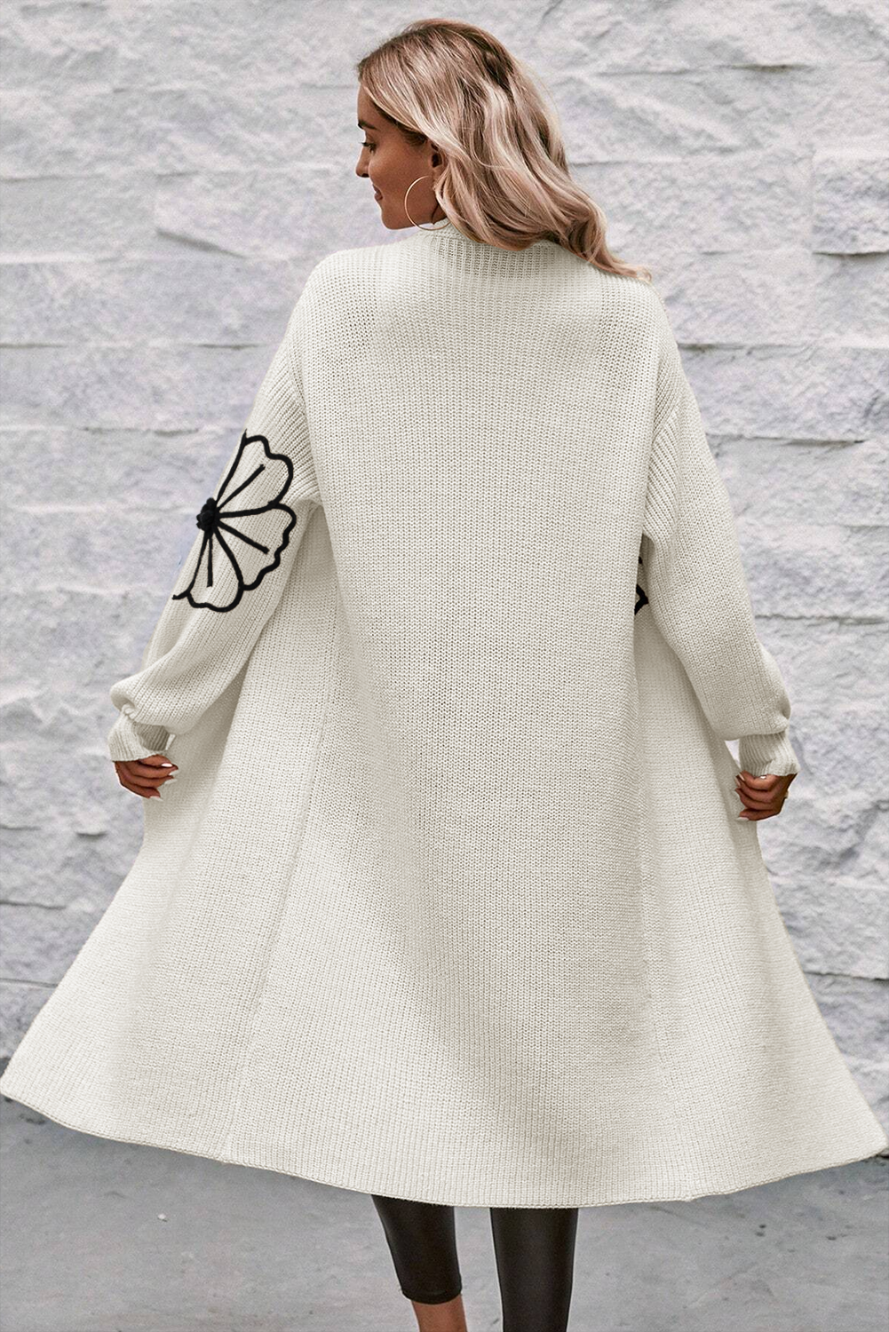 *NEW* Floral Embroidered Long Open Front Cardigan