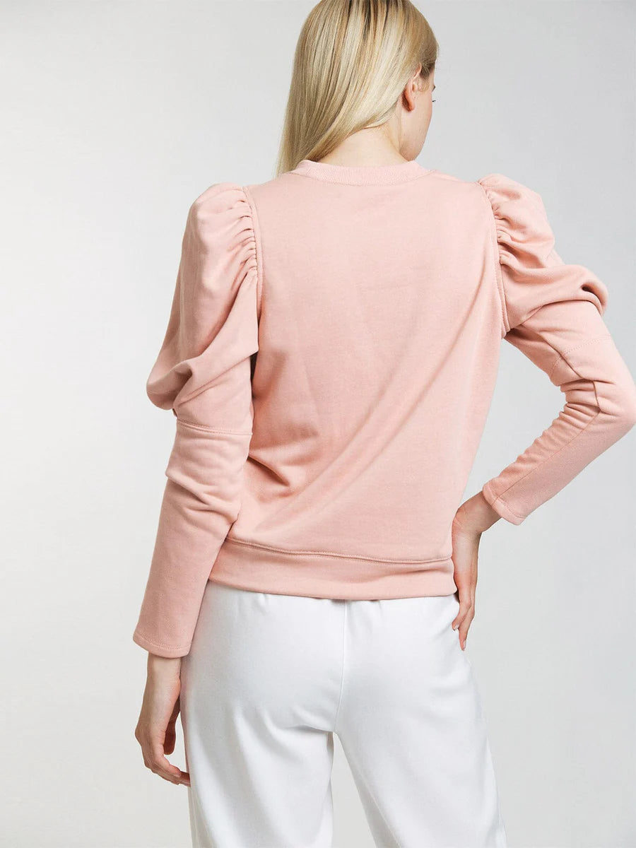 Long Sleeve Crew Neck Puff Sleeve Knit Top