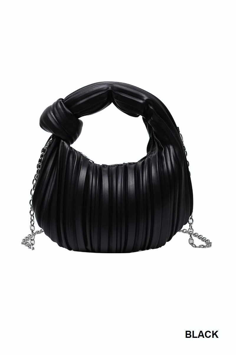 Vegan Leather Hobo Pleated Shoulder Handbag