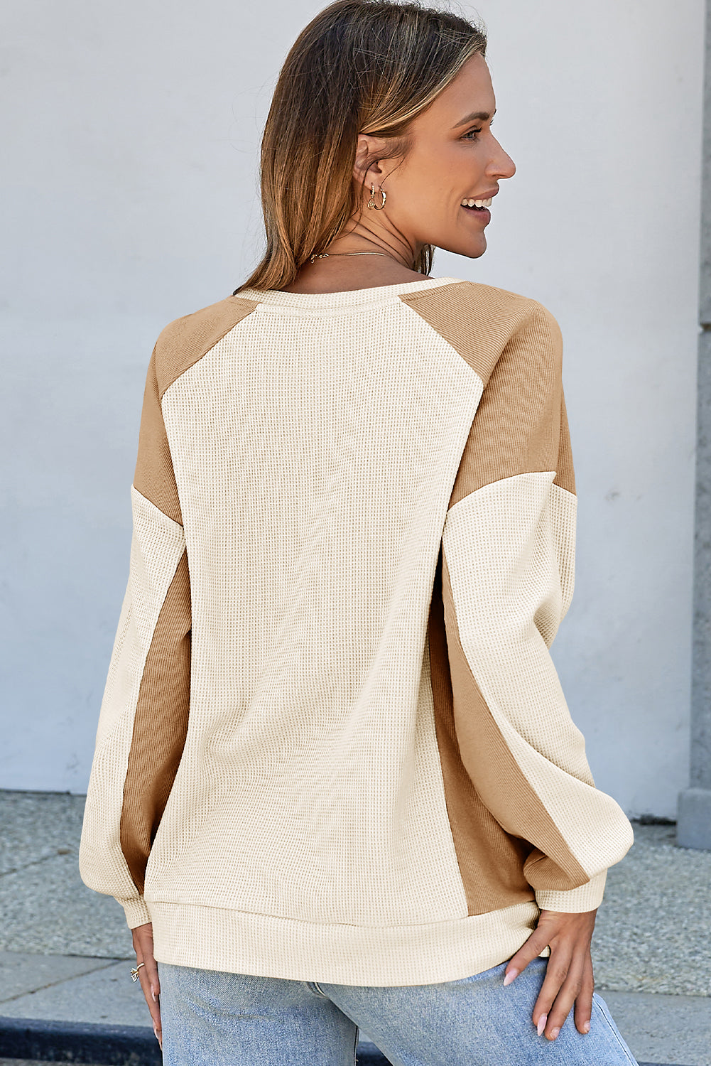 *NEW* Color Block Waffle Knit High Low Top