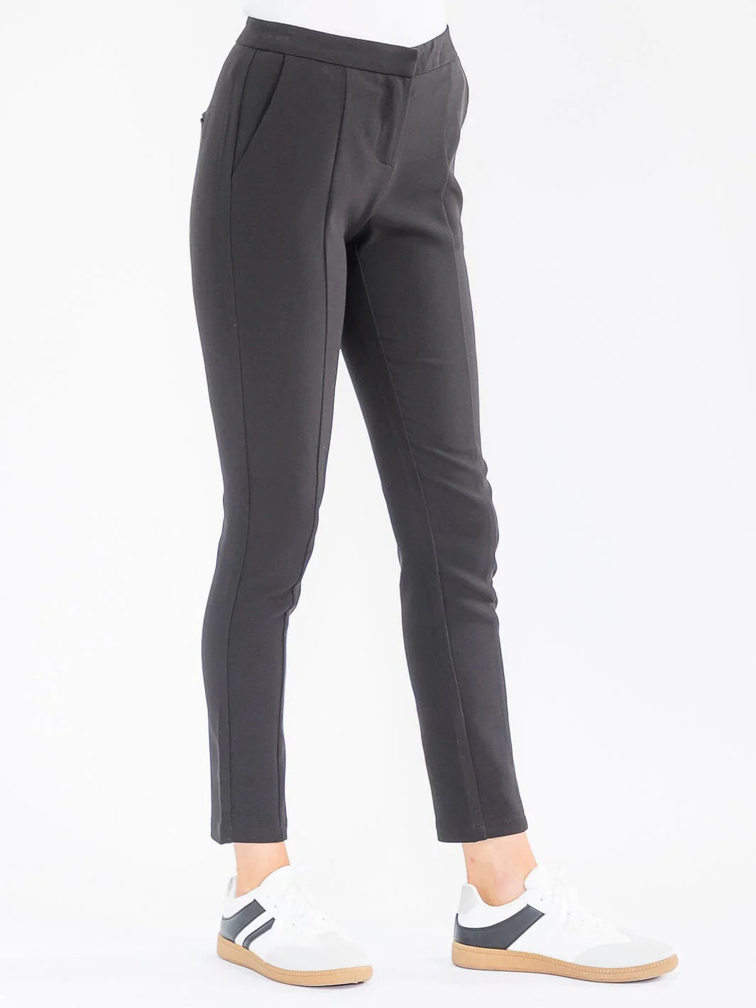 Button Front Closure Skinny Leg Pant