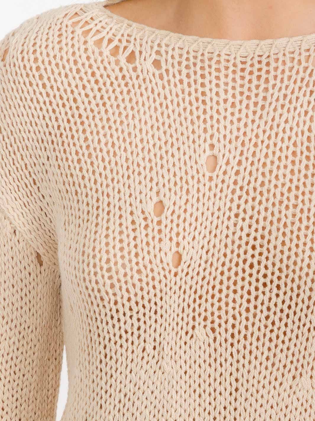 Long Sleeve Distressed Pullover Sweater