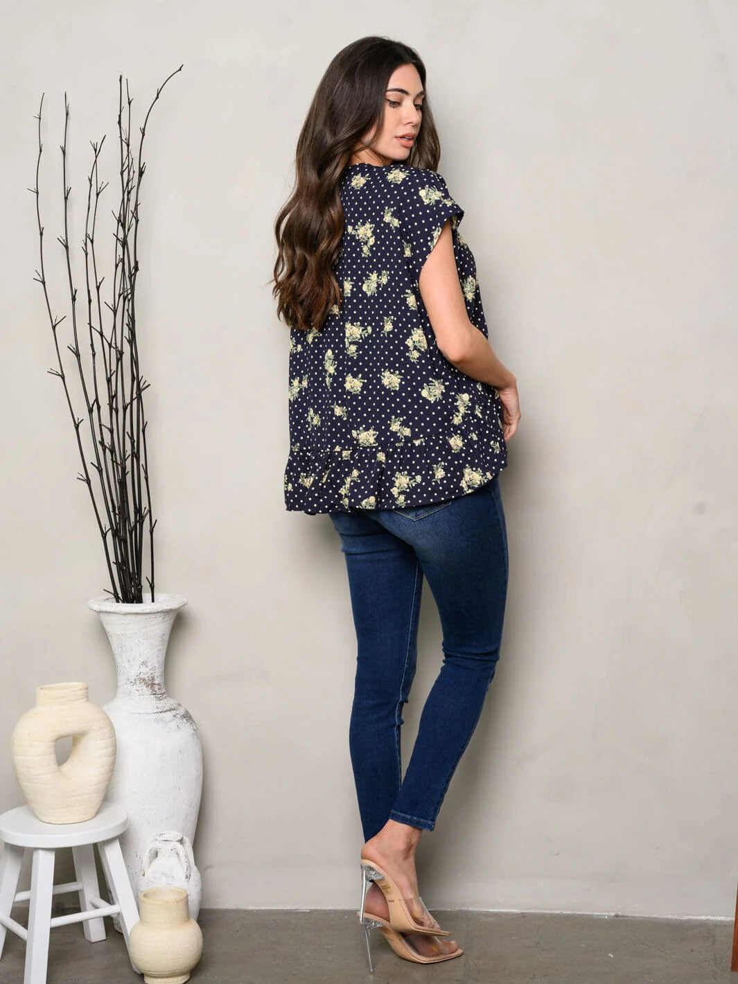 Short Sleeve Floral Front Tie Light Weight Jacket