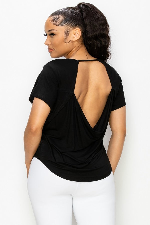Short Sleeve Open Back Top