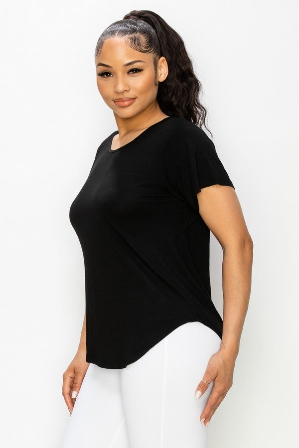 Short Sleeve Open Back Top