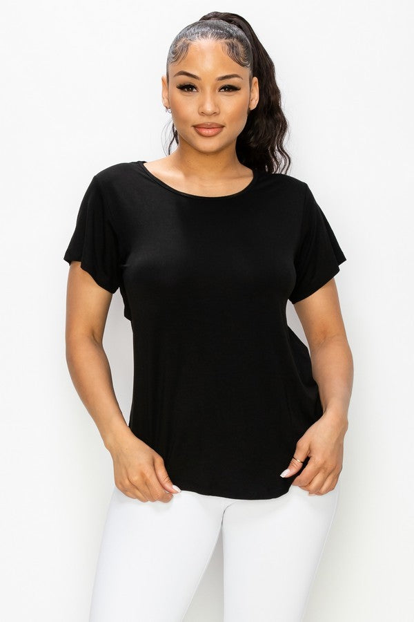 Short Sleeve Open Back Top