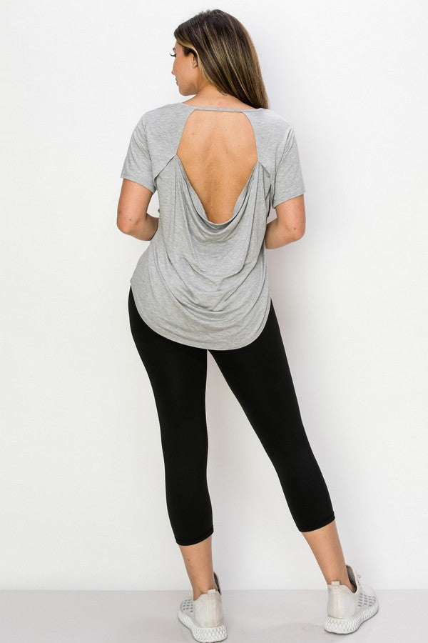 Short Sleeve Open Back Top