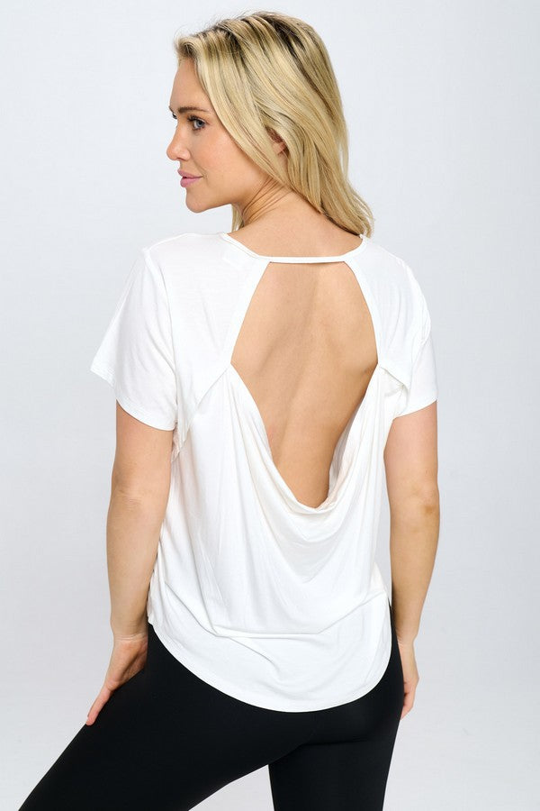 Short Sleeve Open Back Top