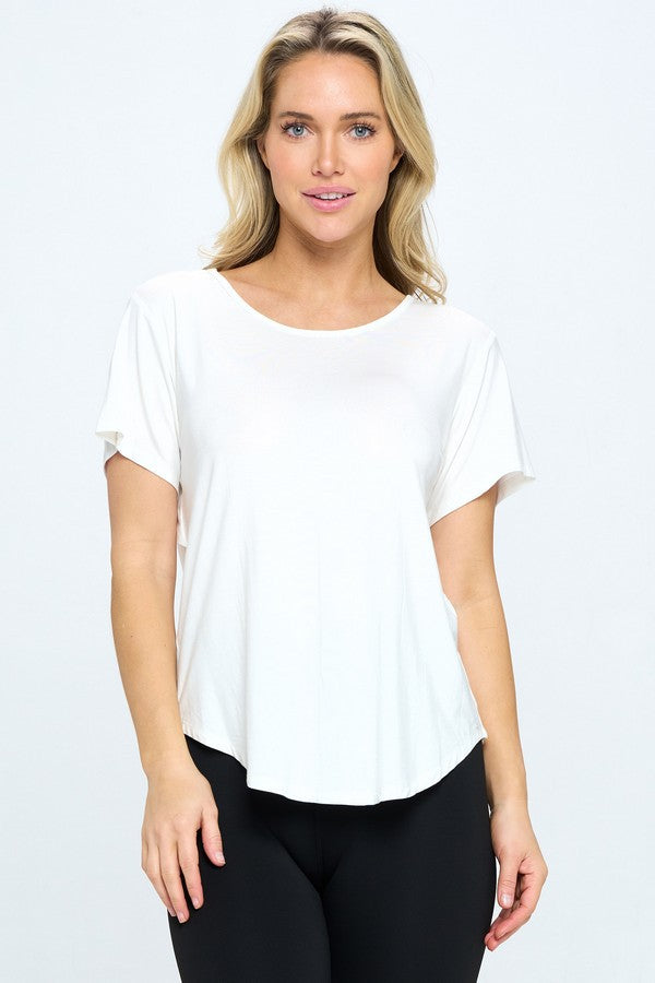 Short Sleeve Open Back Top