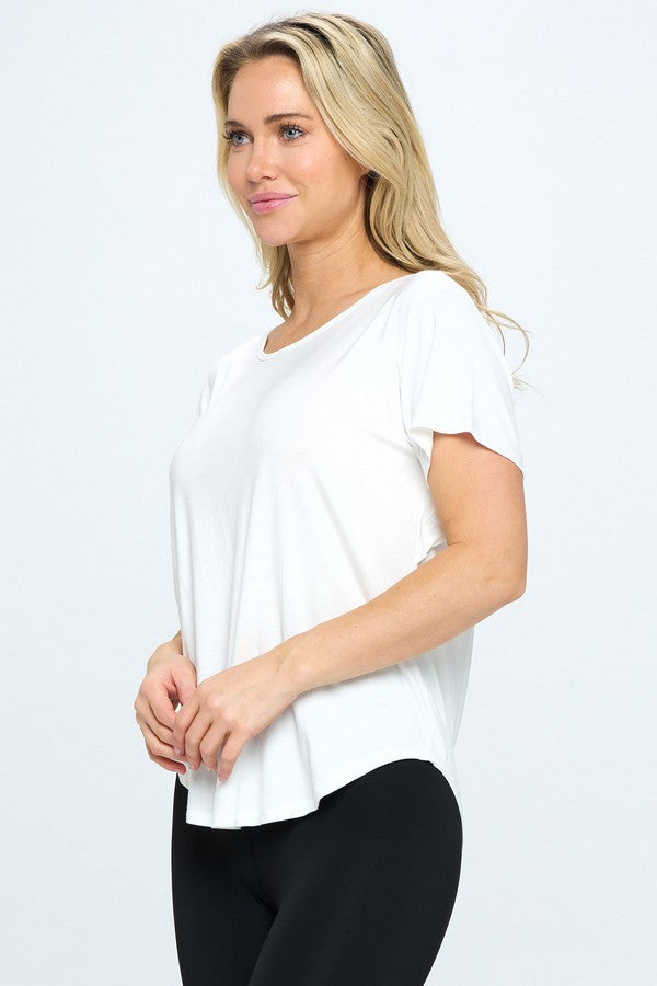 Short Sleeve Open Back Top
