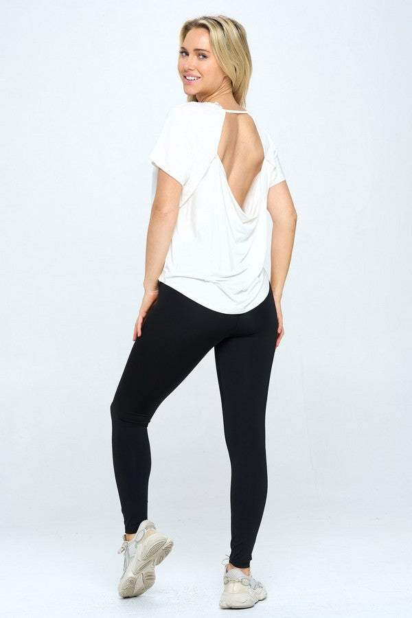 Short Sleeve Open Back Top