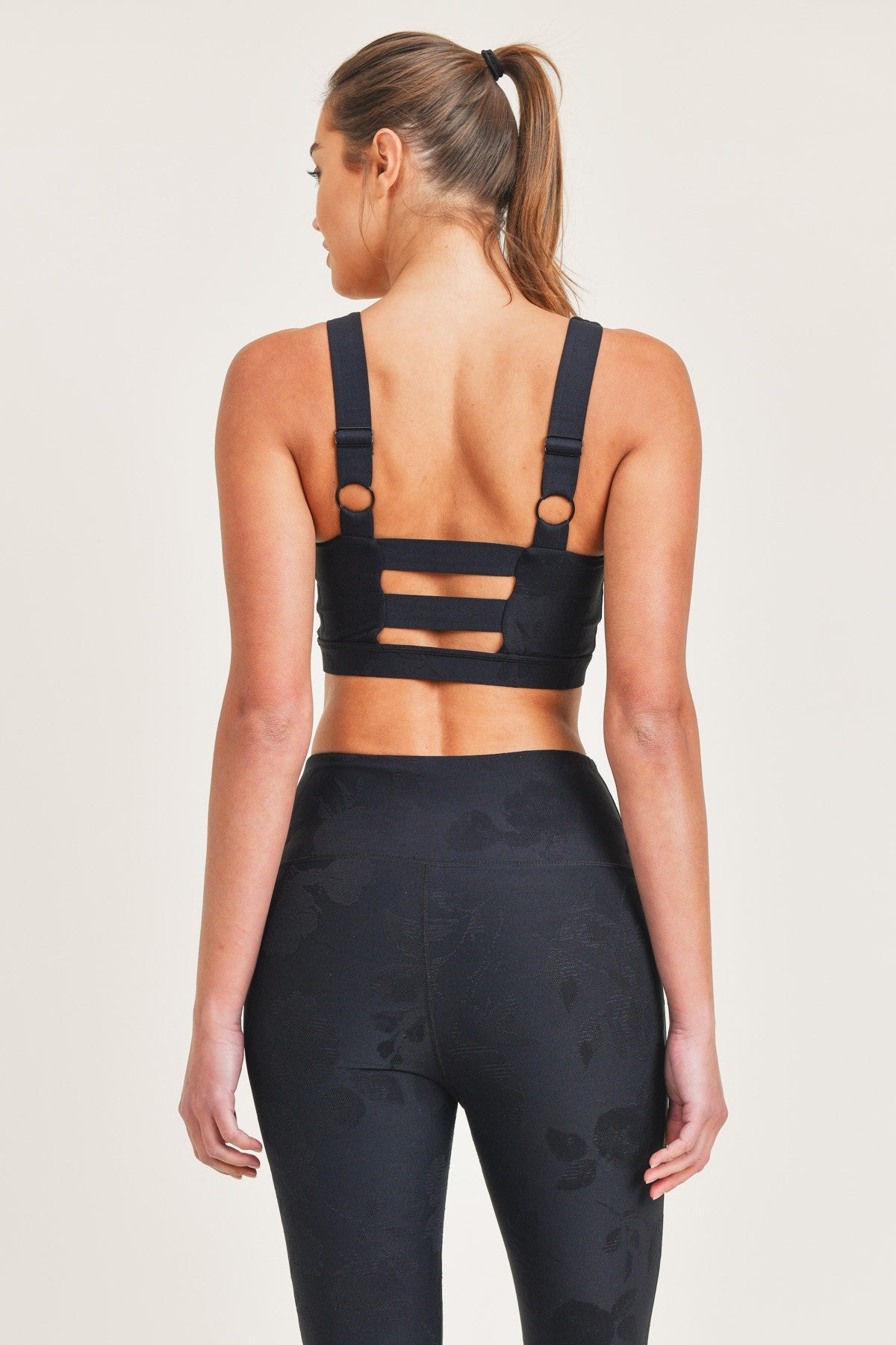 Textured Roses Jacquard Sports Bra
