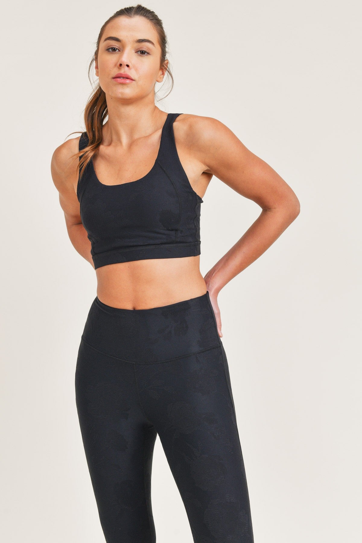 Textured Roses Jacquard Sports Bra