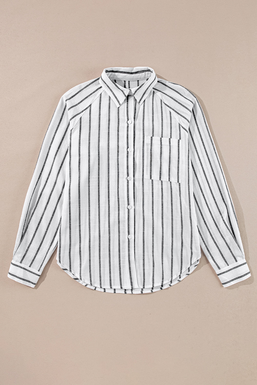 Stripe Chest Pocket Buttoned Oversized Top