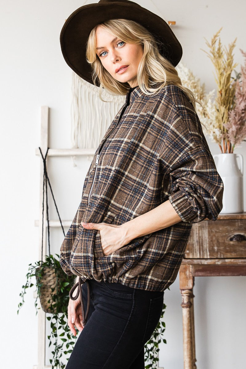*NEW* Plaid Long Sleeve Bomber Jacket