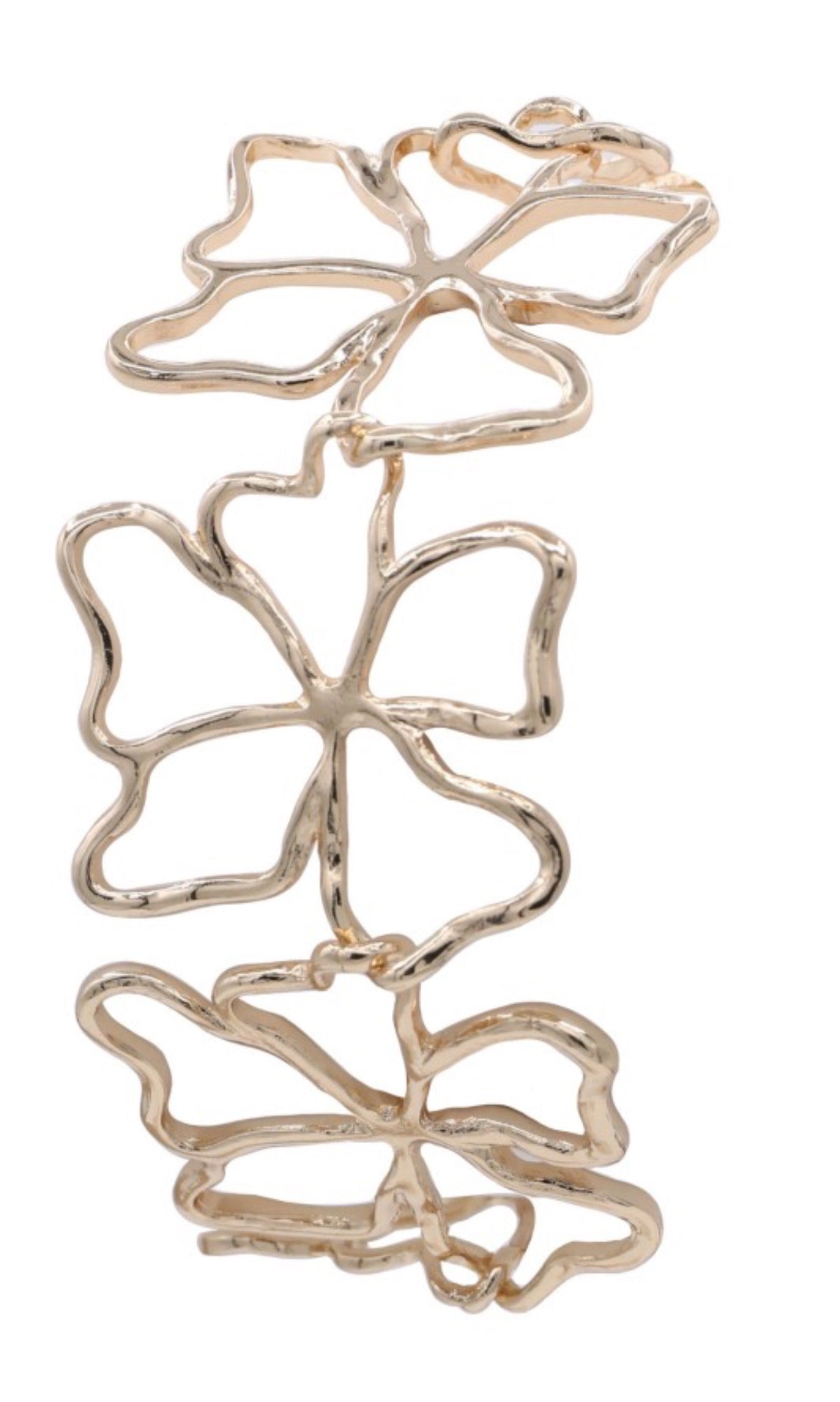 *New* Gold Tone Metal Linked Flower Cutout Bracelet
