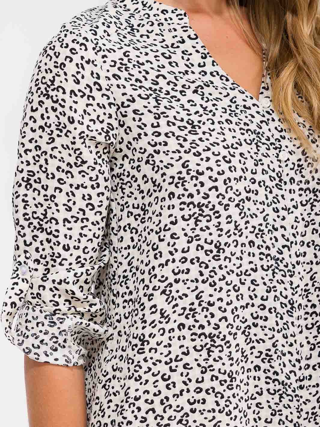 Animal Print Long Sleeve High Low Dress