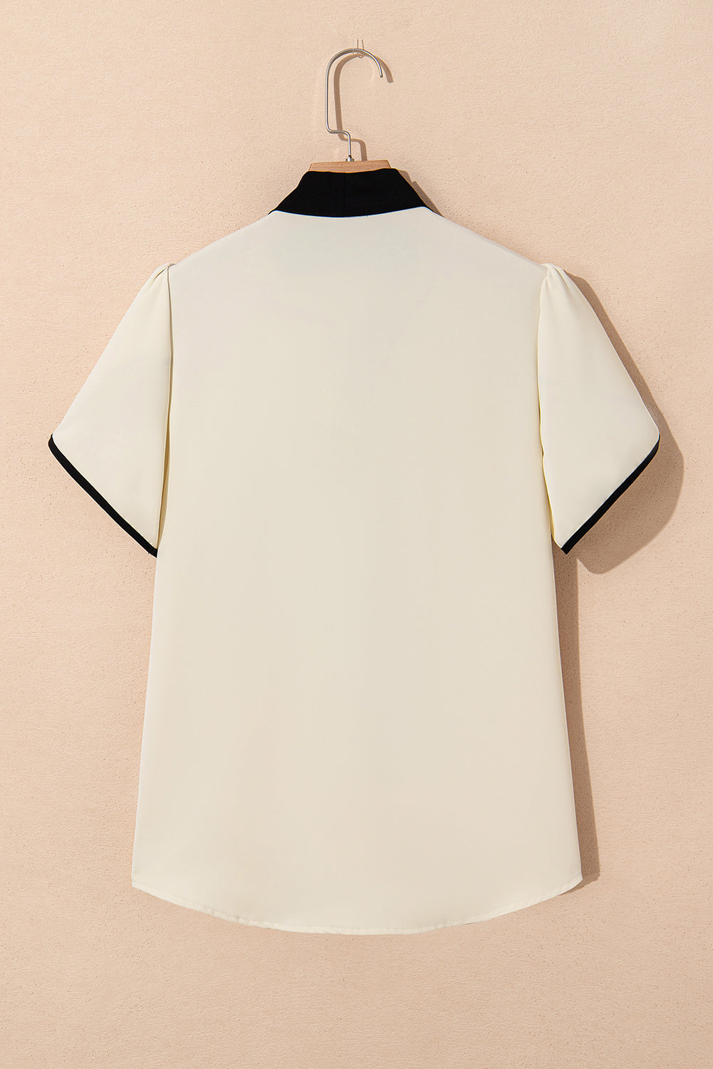 Bow Knot Neckline Contrast Stripe Top