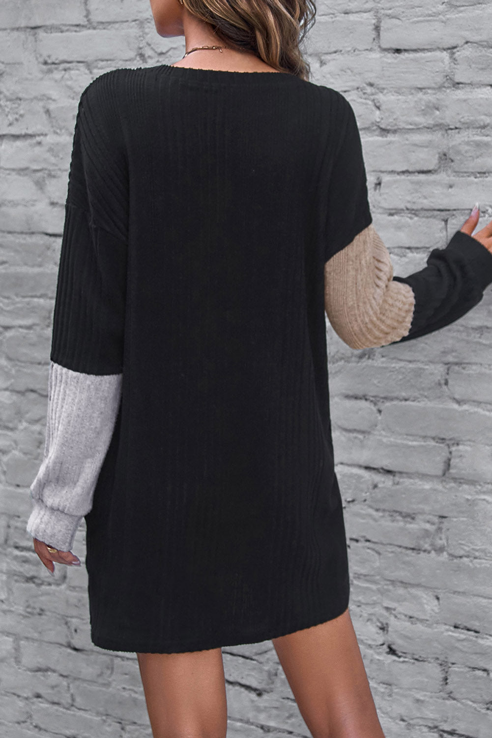 Ribbed Colorblock Sweater Dress