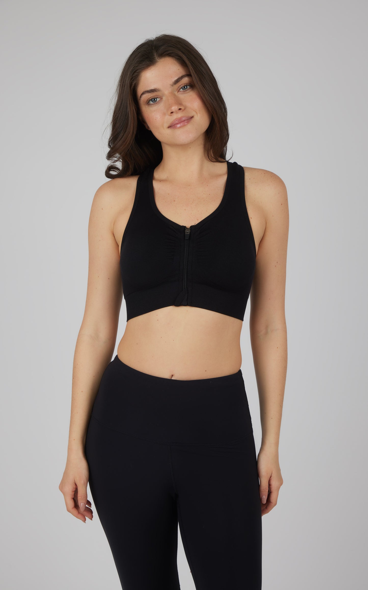 Sleeveless Front Zip Racerback Sports Bra