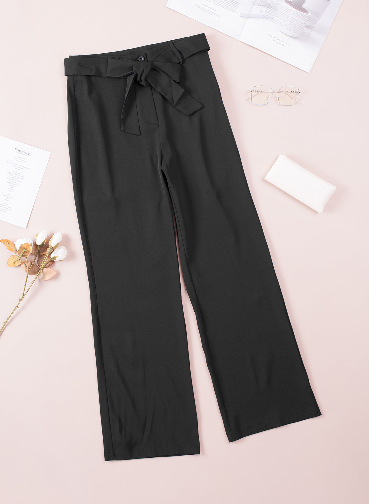 High Rise Front-Tie Flared Pants