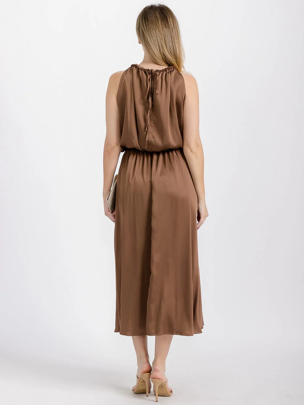 Halter Neck Elastic Waist Maxi Dress