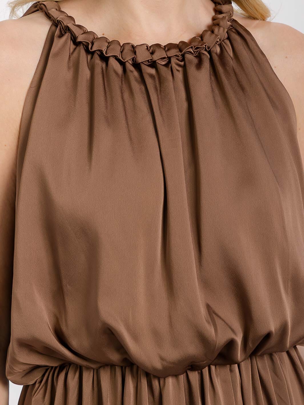 Halter Neck Elastic Waist Maxi Dress