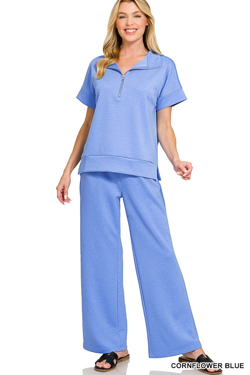 High Neck Half Zip Top and Pant Set