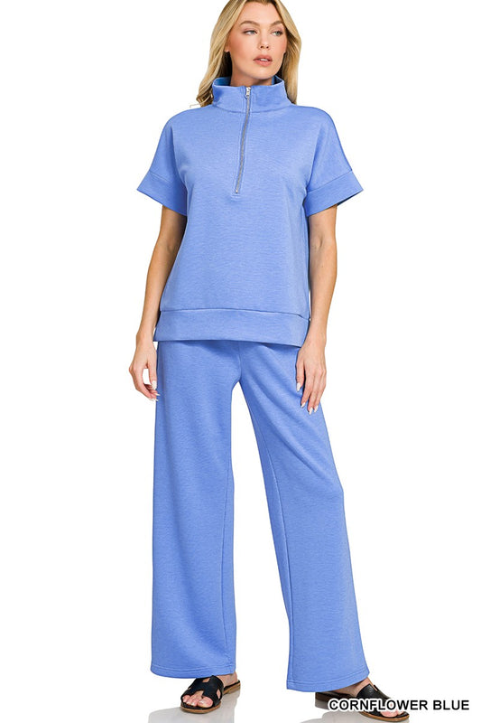 High Neck Half Zip Top and Pant Set