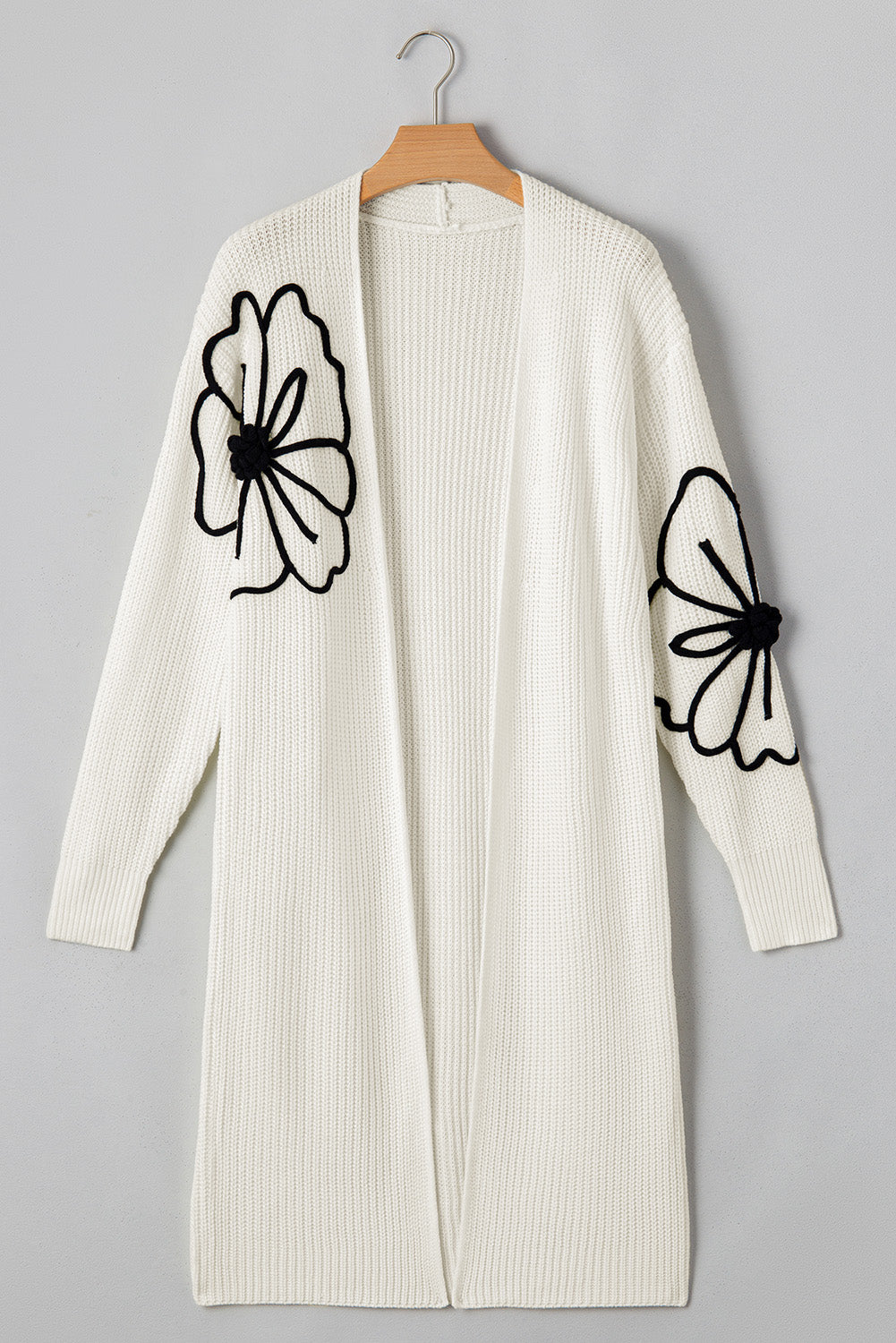 *NEW* Floral Embroidered Long Open Front Cardigan