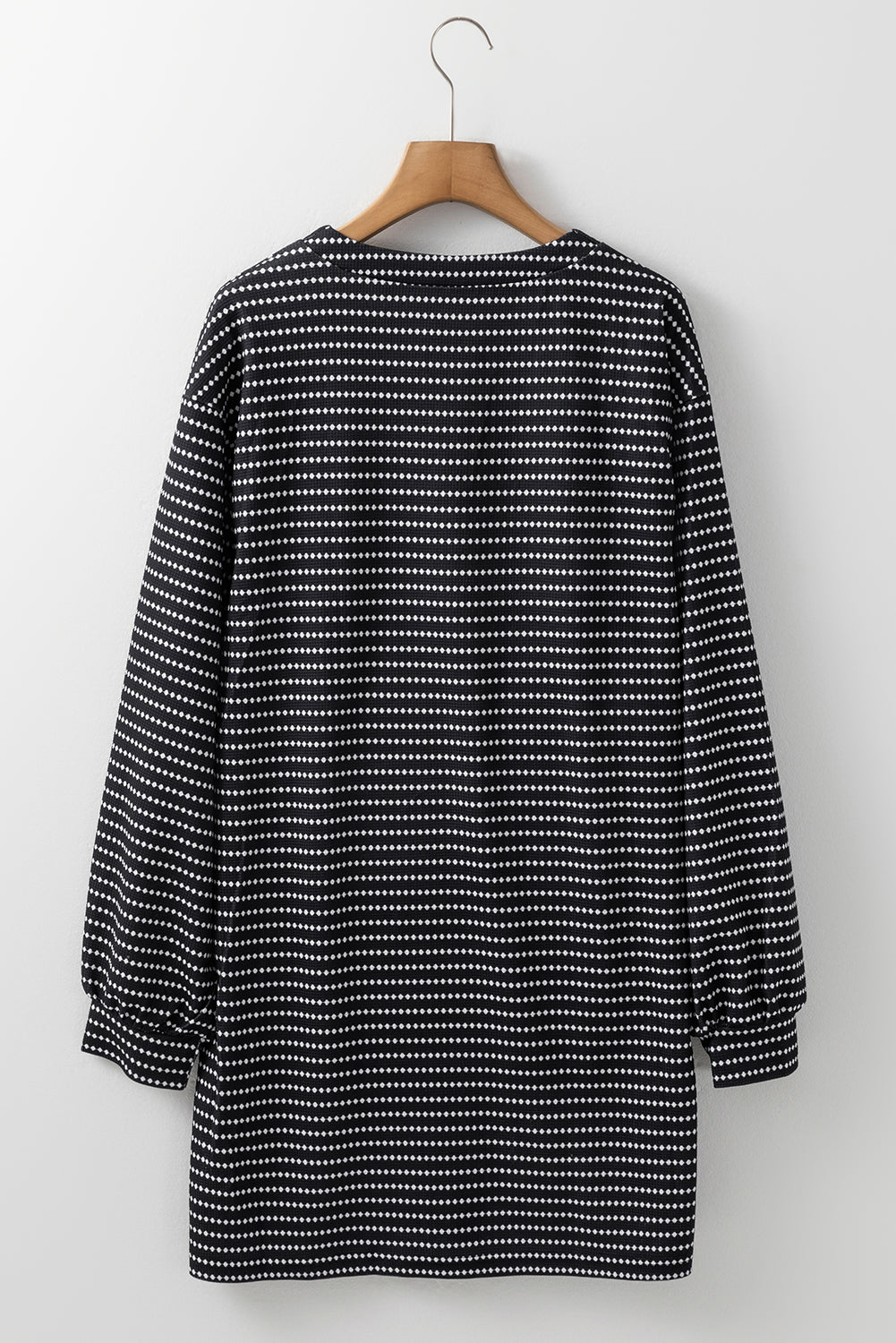 Striped V Neck Long Sleeve Shift Dress