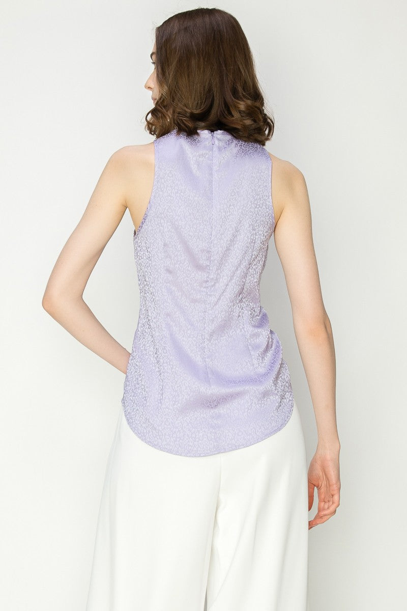 Leopard Print Twist Front Sleeveless Top