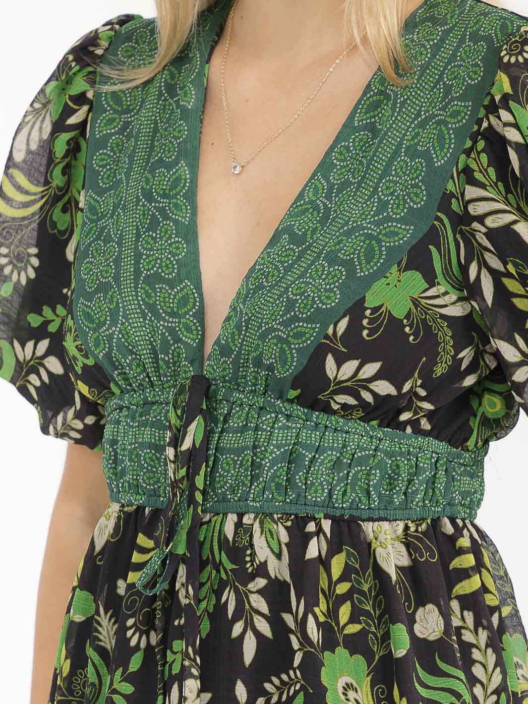 Floral Short Puff Sleeve Maxi dress