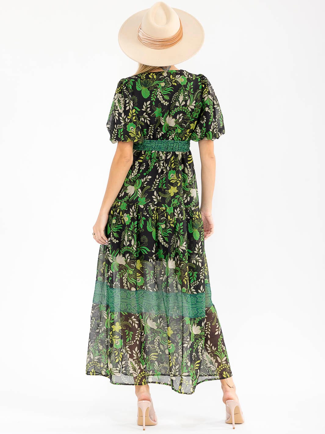 Floral Short Puff Sleeve Maxi dress
