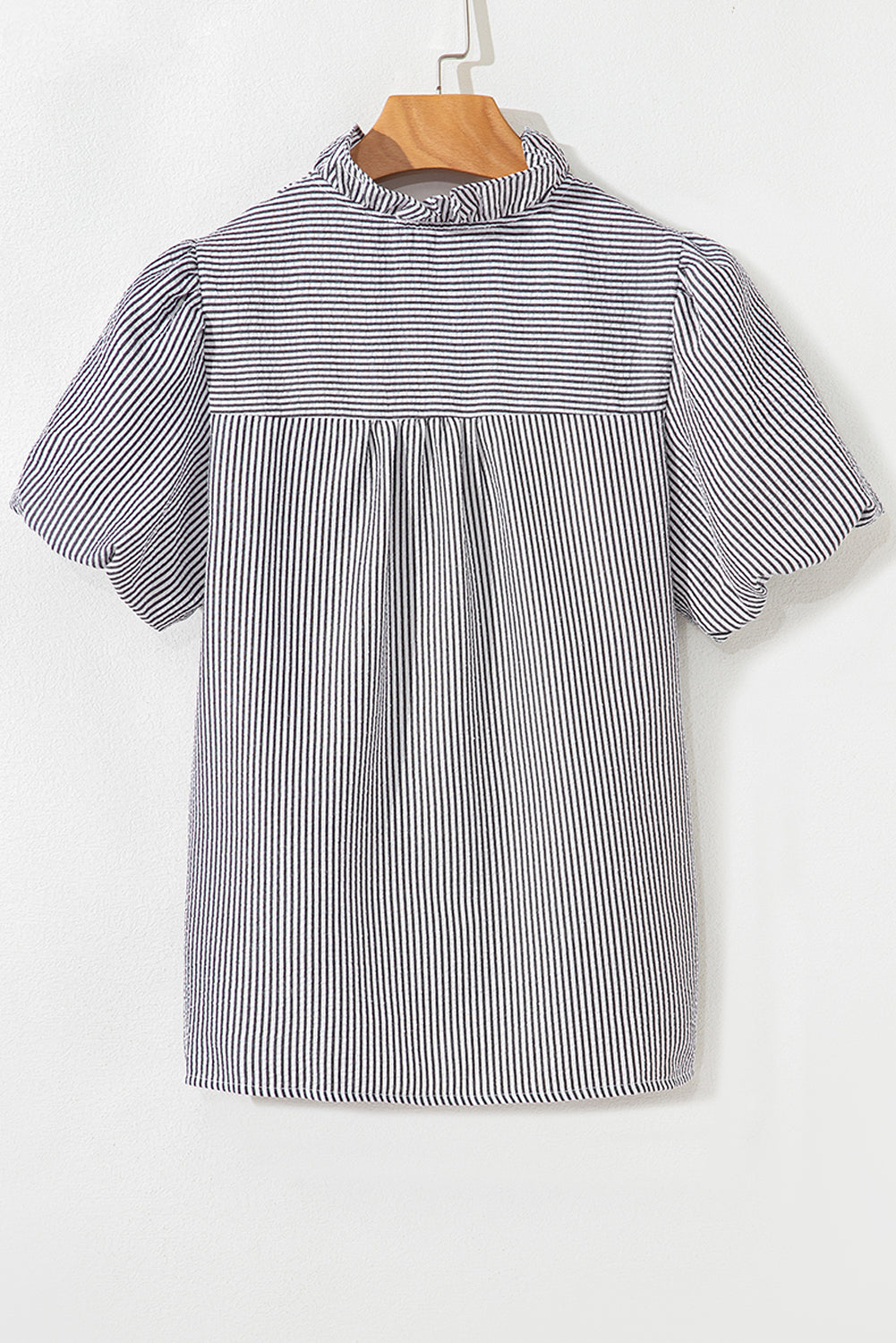 Striped Ruffle Short Bubble Sleeve Top