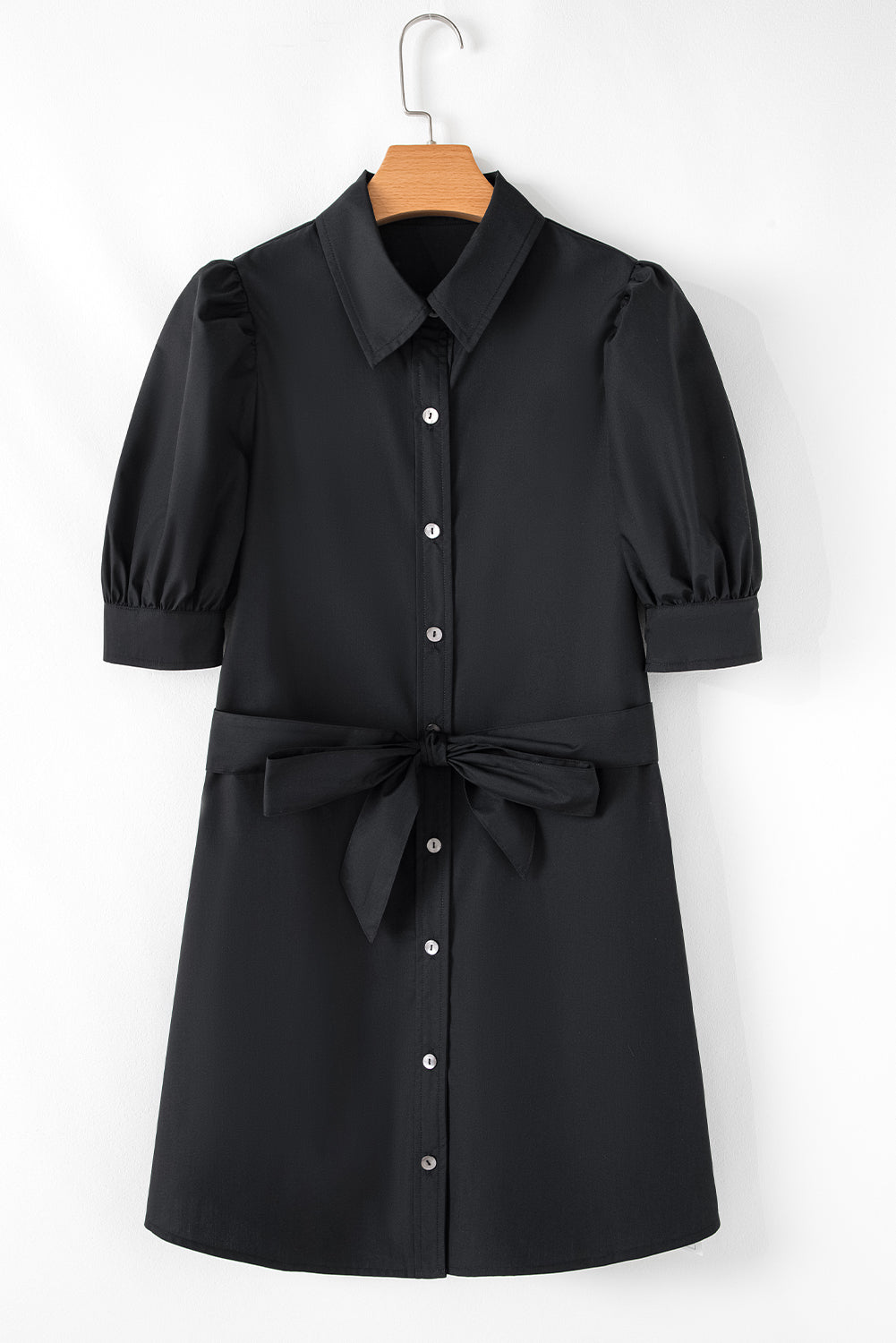 Button Up Tie Waist Mini Dress
