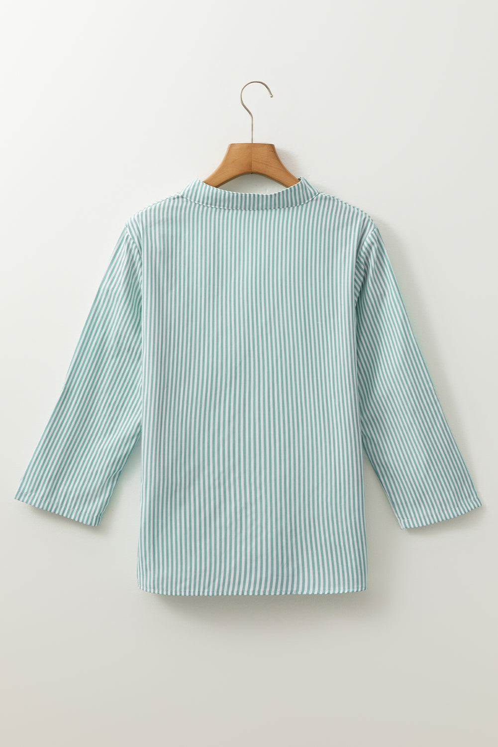 Stripe V Neck Roll Up Sleeve Top