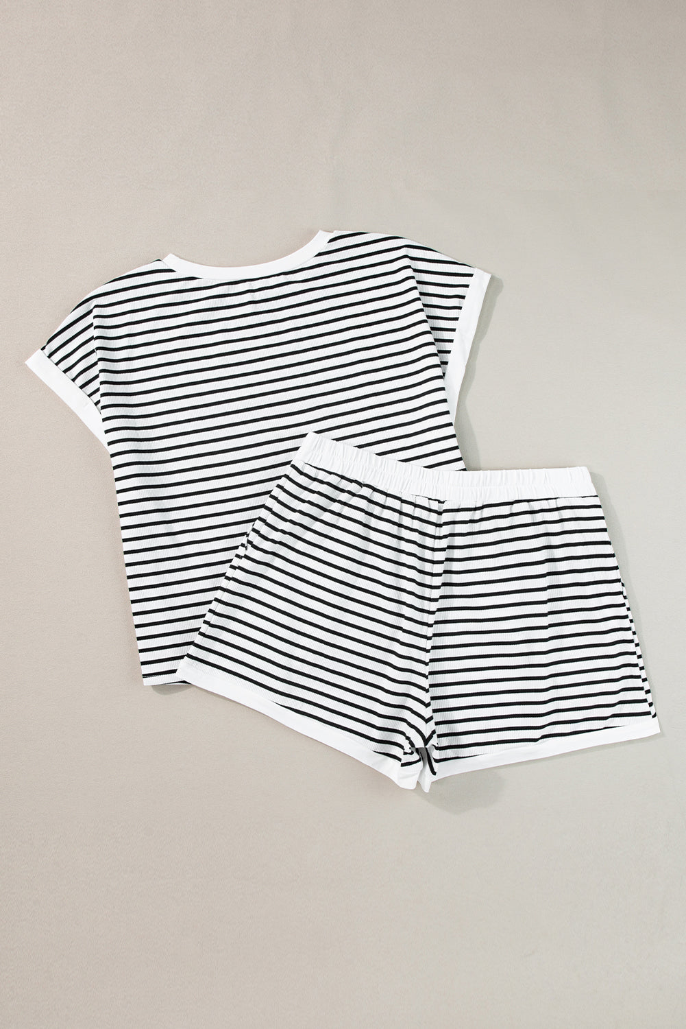 Stripe Contrast Edge Tee & Short Set