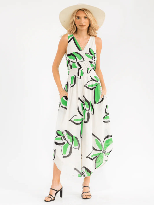 *New* Floral Sleeveless Surplice Jumpsuit