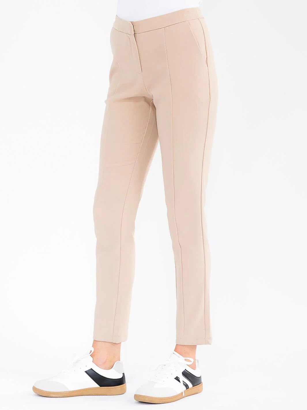 Button Front Closure Skinny Leg Pant