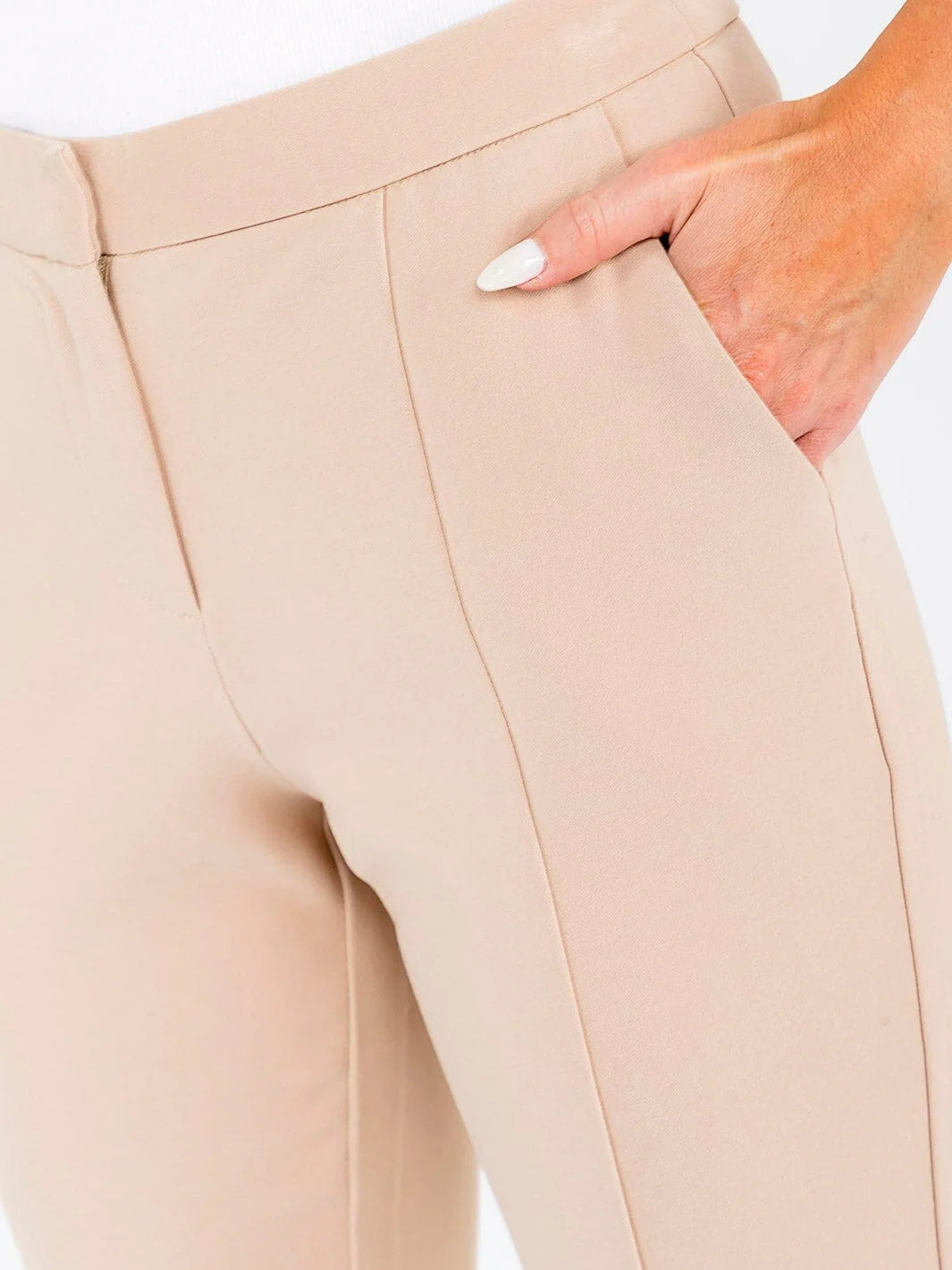 Button Front Closure Skinny Leg Pant
