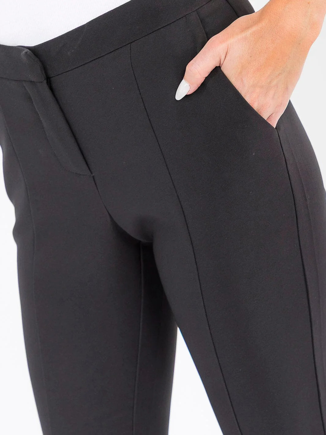 Button Front Closure Skinny Leg Pant