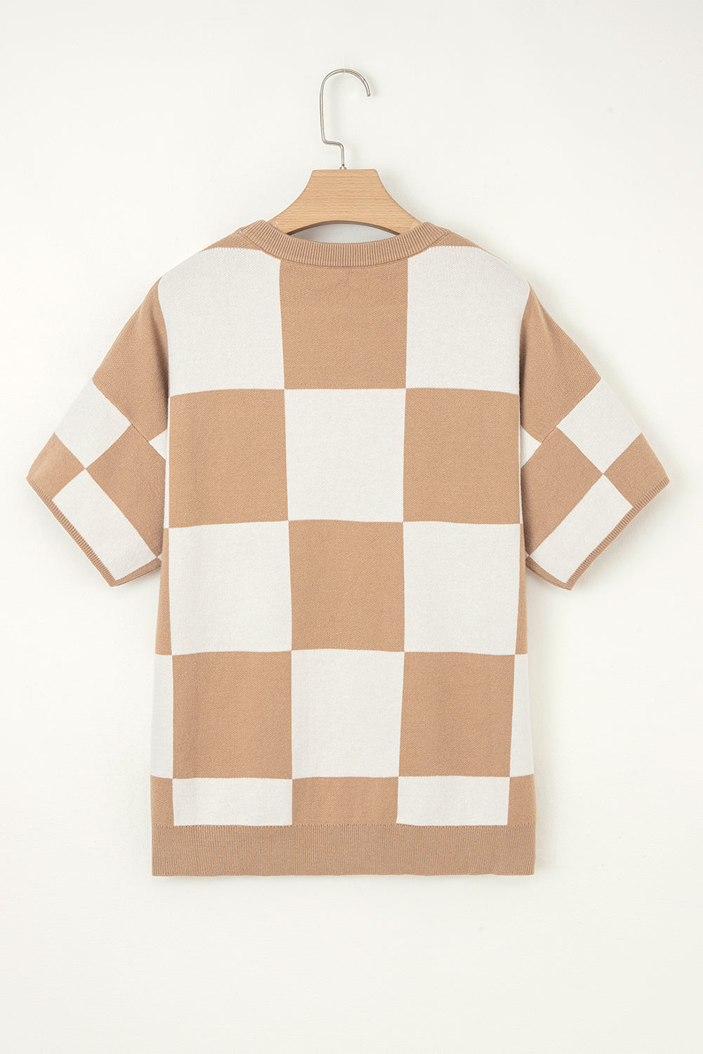 Checkered Pattern Half Sleeve Sweater