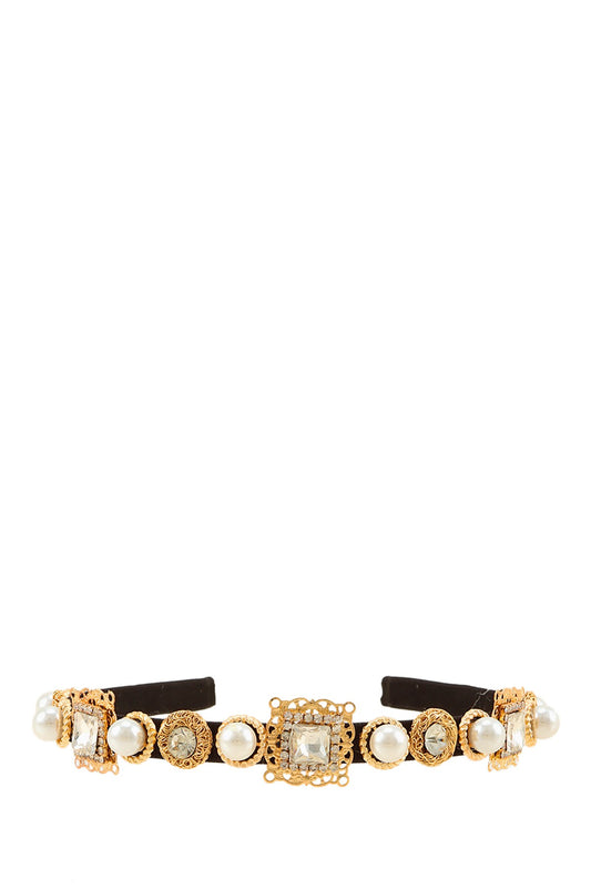 Rhinestone and Pearl Accent Headband